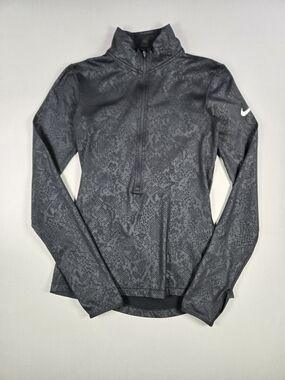 Nike Pro Dri-FIT Black Snakeskin Embossed Heights Vixen Half-Zip Pullover Small